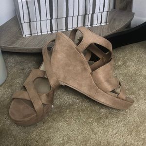 Nude Strappy Wedges